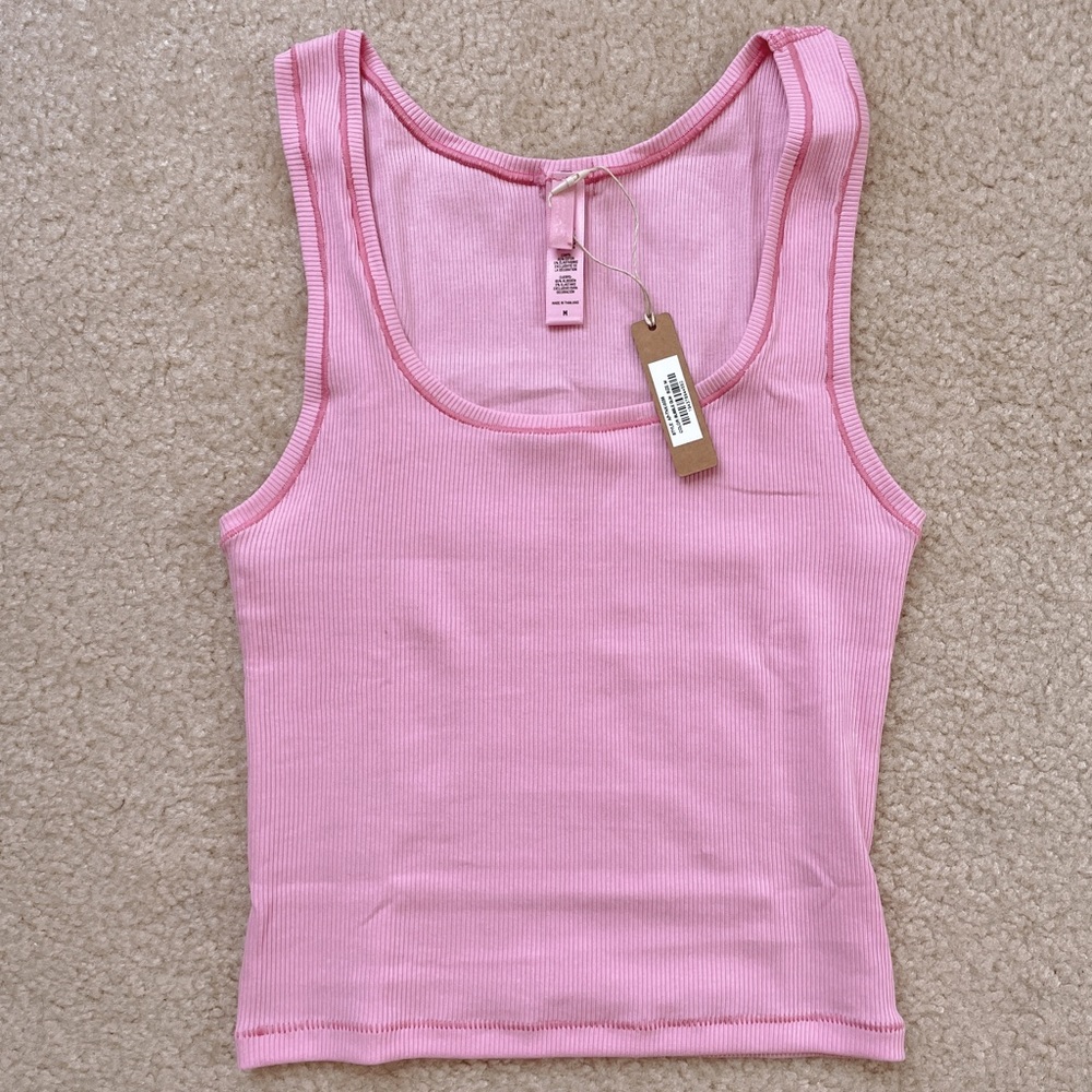 Skims Bubblegum Pink Cotton Rib Tank Top Small